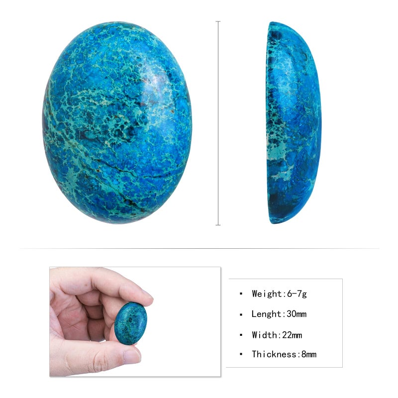 SUNYIK Sea Blue Oval Stone Cabochons Flatback Semi-precious CAB for Jewelry Making,Sea Sediment Jasper,22x30mm Pack of 10 - Image 3